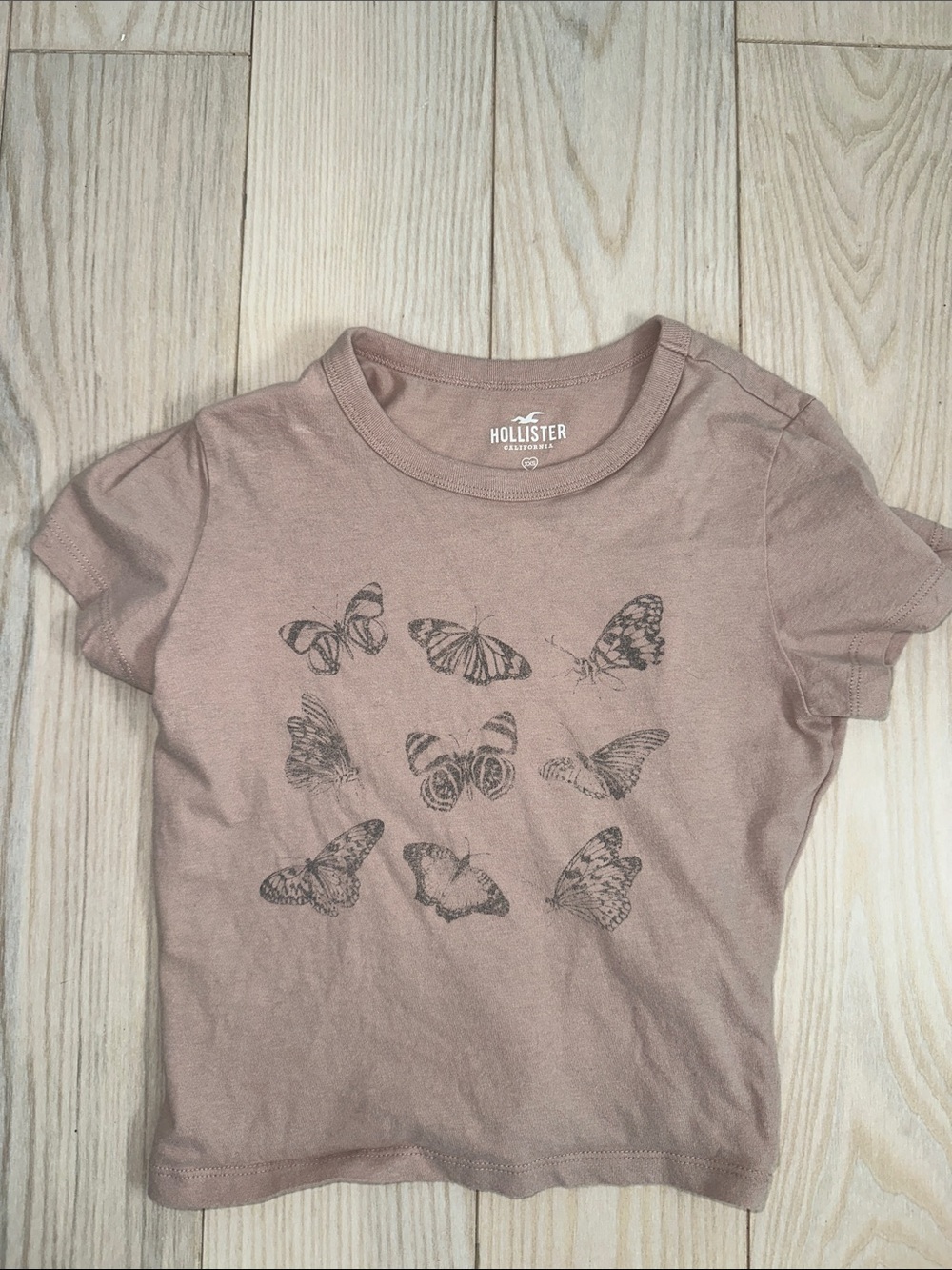 Hollister Dusty Mauve Butterfly Graphic Tee